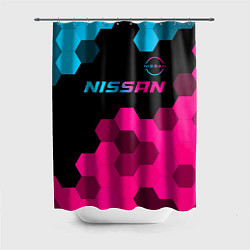 Шторка для душа Nissan - neon gradient: символ сверху, цвет: 3D-принт