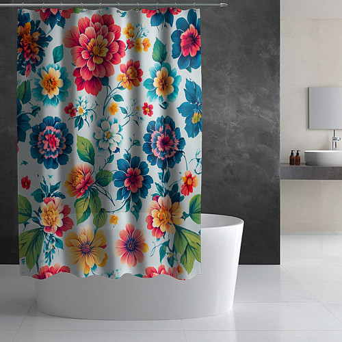Шторка для ванной Цветочный узор красивый / 3D-принт – фото 2