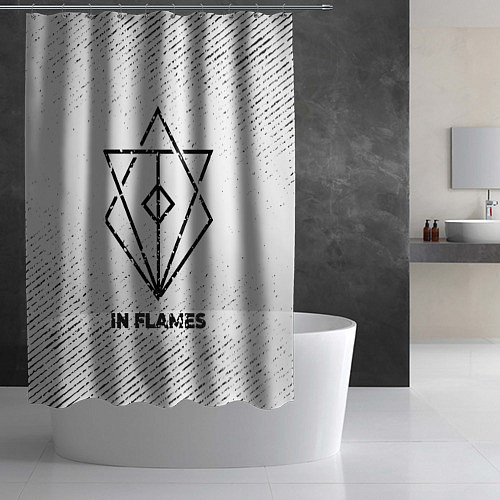 Шторка для ванной In Flames с потертостями на светлом фоне / 3D-принт – фото 2