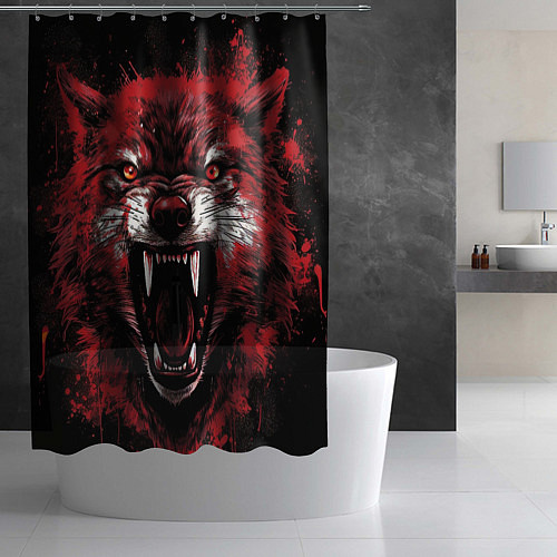 Шторка для ванной Red wolf / 3D-принт – фото 2