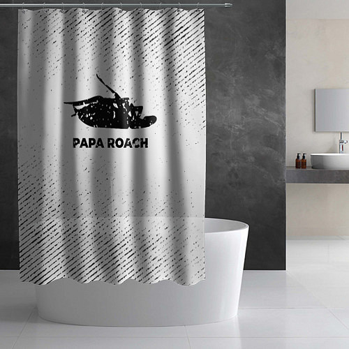 Шторка для ванной Papa Roach с потертостями на светлом фоне / 3D-принт – фото 2