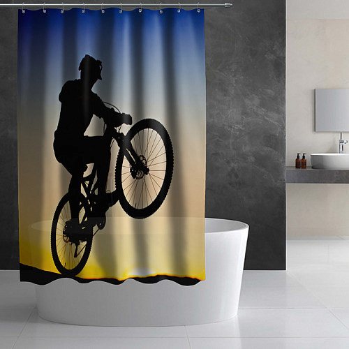 Шторка для ванной Прыжок велосипедиста / 3D-принт – фото 2