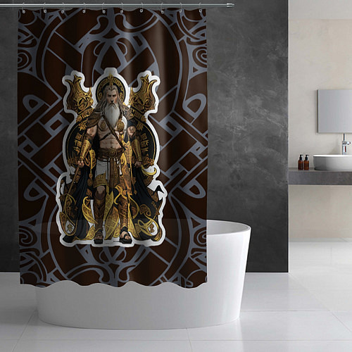 Шторка для ванной Бог Один повелитель древних славян / 3D-принт – фото 2