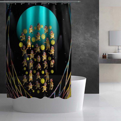 Шторка для ванной Клоуны в лунной сети / 3D-принт – фото 2