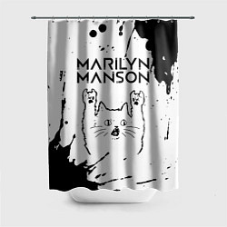 Шторка для душа Marilyn Manson рок кот на светлом фоне, цвет: 3D-принт