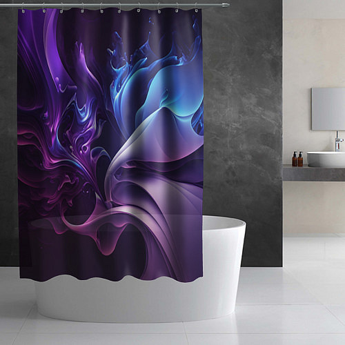 Шторка для ванной Сине-фиолетовый всплеск / 3D-принт – фото 2