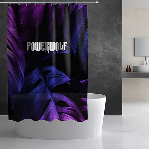 Шторка для ванной Powerwolf neon monstera / 3D-принт – фото 2
