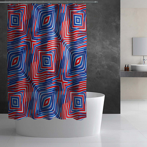 Шторка для ванной Красно-синие абстрактные полосы / 3D-принт – фото 2