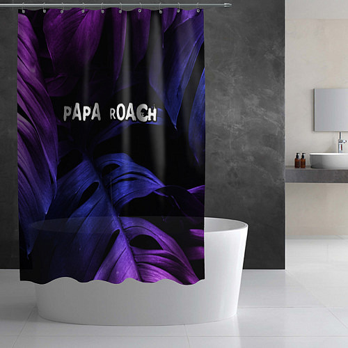 Шторка для ванной Papa Roach neon monstera / 3D-принт – фото 2