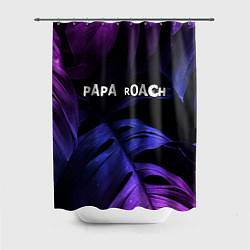 Шторка для душа Papa Roach neon monstera, цвет: 3D-принт