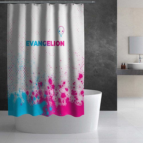 Шторка для ванной Evangelion neon gradient style: символ сверху / 3D-принт – фото 2