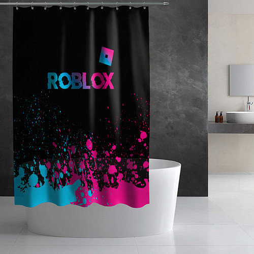 Шторка для ванной Roblox - neon gradient: символ сверху / 3D-принт – фото 2