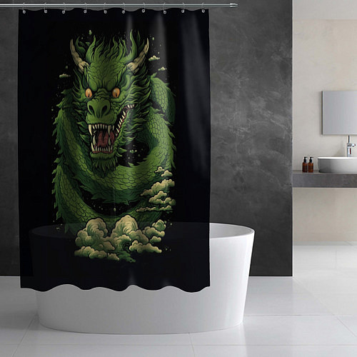 Шторка для ванной Злой китайский дракон: арт нейросети / 3D-принт – фото 2
