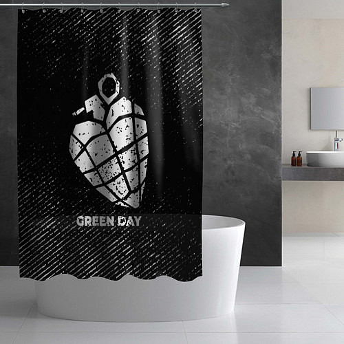 Шторка для ванной Green Day с потертостями на темном фоне / 3D-принт – фото 2