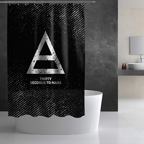 Шторка для ванной Thirty Seconds to Mars с потертостями на темном фо / 3D-принт – фото 2