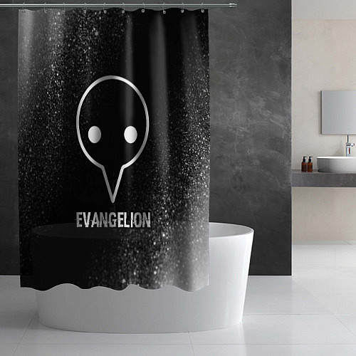 Шторка для ванной Evangelion glitch на темном фоне / 3D-принт – фото 2