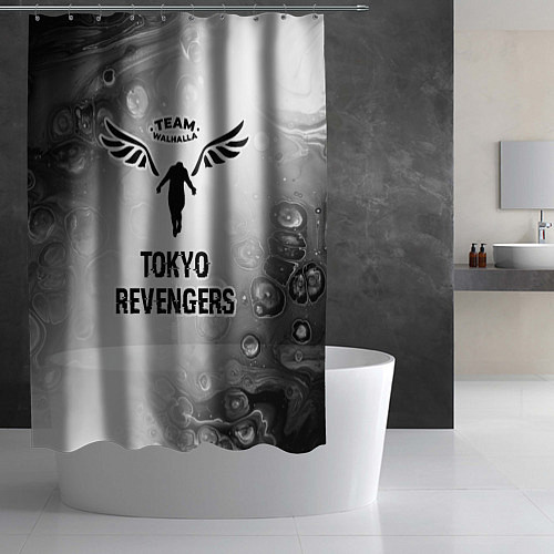 Шторка для ванной Tokyo Revengers glitch на светлом фоне / 3D-принт – фото 2