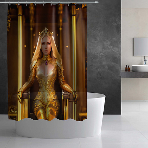 Шторка для ванной Девушка королева на троне / 3D-принт – фото 2
