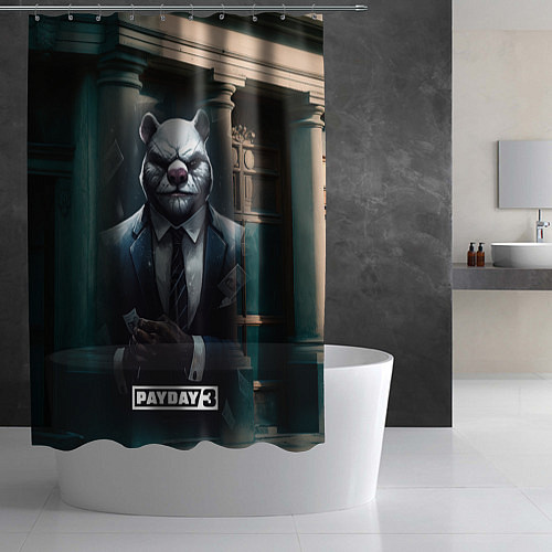 Шторка для ванной Payday 3 white bear / 3D-принт – фото 2