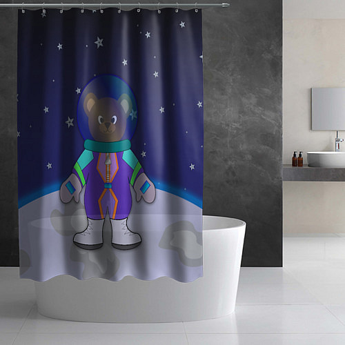 Шторка для ванной Мишка на Луне / 3D-принт – фото 2