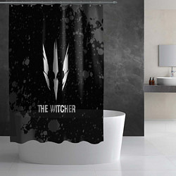 Шторка для душа The Witcher glitch на темном фоне, цвет: 3D-принт — фото 2