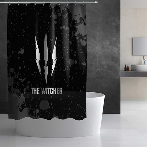 Шторка для ванной The Witcher glitch на темном фоне / 3D-принт – фото 2