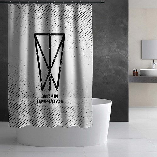 Шторка для ванной Within Temptation с потертостями на светлом фоне / 3D-принт – фото 2