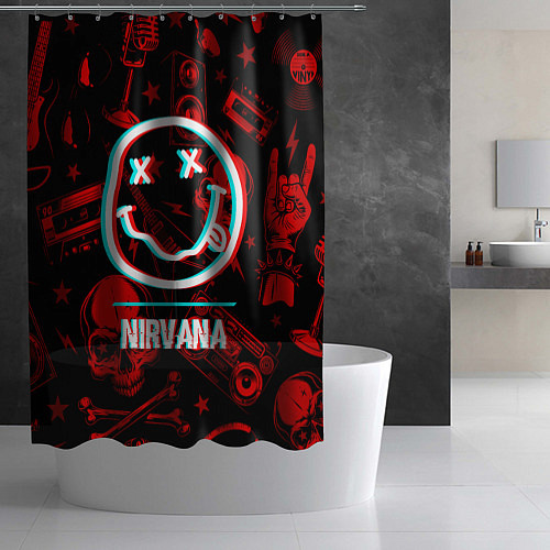 Шторка для ванной Nirvana rock glitch / 3D-принт – фото 2