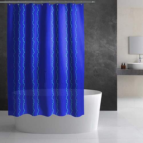Шторка для ванной Кривые линии ярко-синий / 3D-принт – фото 2