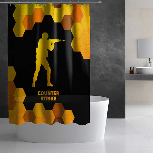 Шторка для ванной Counter Strike - gold gradient / 3D-принт – фото 2