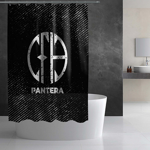 Шторка для ванной Pantera с потертостями на темном фоне / 3D-принт – фото 2