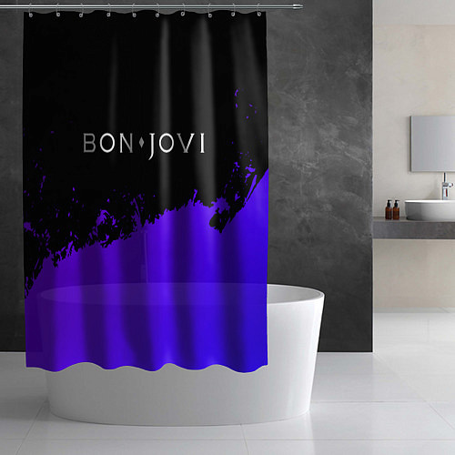Шторка для ванной Bon Jovi purple grunge / 3D-принт – фото 2