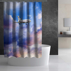 Шторка для душа Ту-154 Розовый закат, цвет: 3D-принт — фото 2