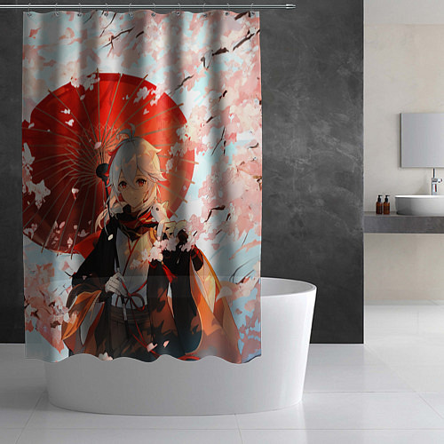 Шторка для ванной Казуха с зонтиком - Геншин Импакт / 3D-принт – фото 2