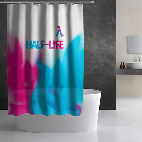 Шторка для ванной Half-Life neon gradient style: символ сверху / 3D-принт – фото 2