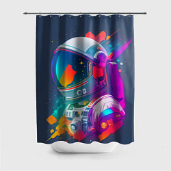 Шторка для душа Космонавт - акварельные мазки, цвет: 3D-принт