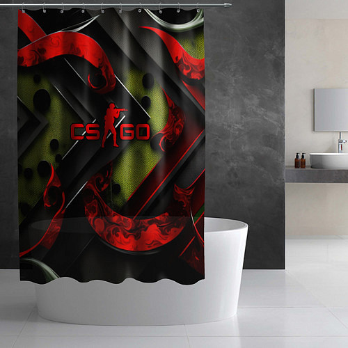 Шторка для ванной CS GO abstract green red / 3D-принт – фото 2