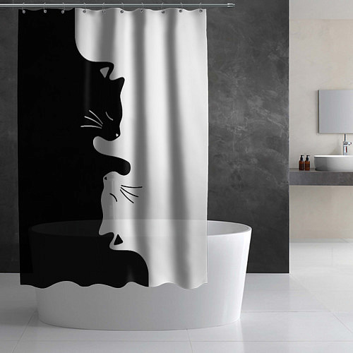 Шторка для ванной Котики Инь-Янь / 3D-принт – фото 2