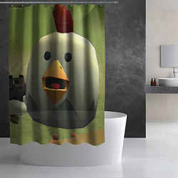 Шторка для душа Chicken Gun курица, цвет: 3D-принт — фото 2