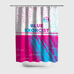 Шторка для душа Blue Exorcist neon gradient style: символ сверху, цвет: 3D-принт