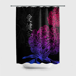 Шторка для душа Neon flowers - japanese art, цвет: 3D-принт