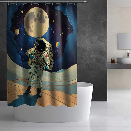 Шторка для ванной Космонавт в ледяной пустыне / 3D-принт – фото 2