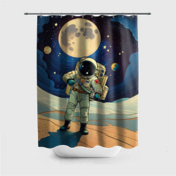 Шторка для душа Космонавт в ледяной пустыне, цвет: 3D-принт
