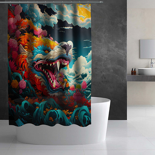 Шторка для ванной Художественный дракон от нейросети / 3D-принт – фото 2