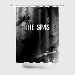 Шторка для душа The Sims glitch на темном фоне: символ сверху, цвет: 3D-принт