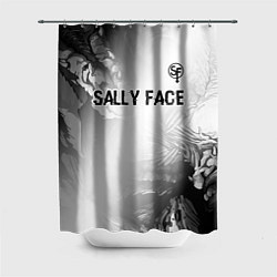 Шторка для ванной Sally Face glitch на светлом фоне: символ сверху