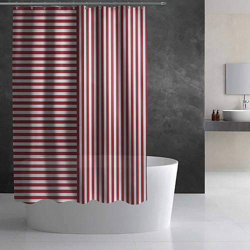 Шторка для ванной Красный полосатый фон / 3D-принт – фото 2