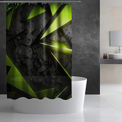 Шторка для душа Зеленые абстрактные осколки, цвет: 3D-принт — фото 2