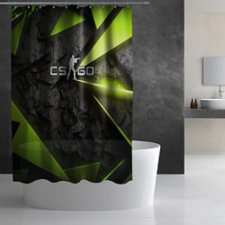 Шторка для душа CS GO green black abstract, цвет: 3D-принт — фото 2