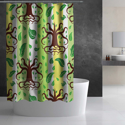Шторка для ванной Корни и деревья / 3D-принт – фото 2
